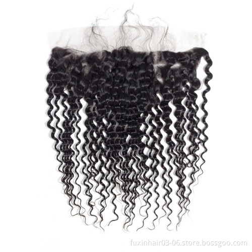 Hair Closure Pre Plucked Deep Wave Fuxin Raw Indian 13x6 Swiss Hd Lace Frontal 100% Virgin Remy Human Hair 1 Piece Hd Closure